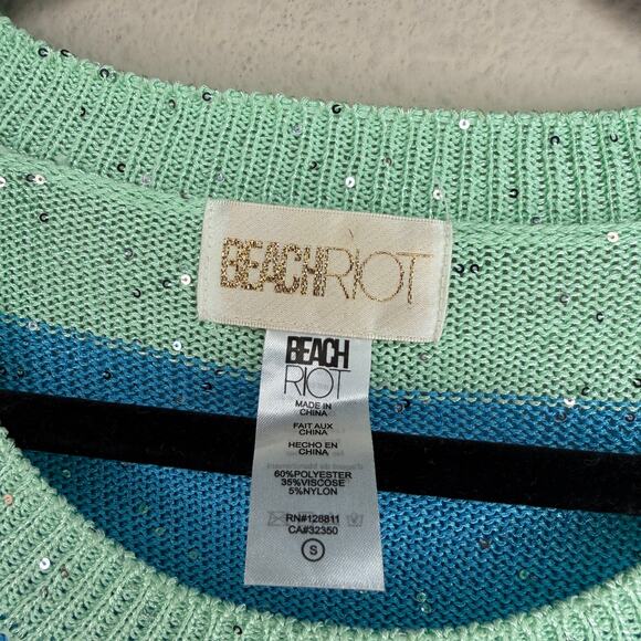 Beach Riot Striped Sequin Knit Sweater Size S - Picture 3 of 4